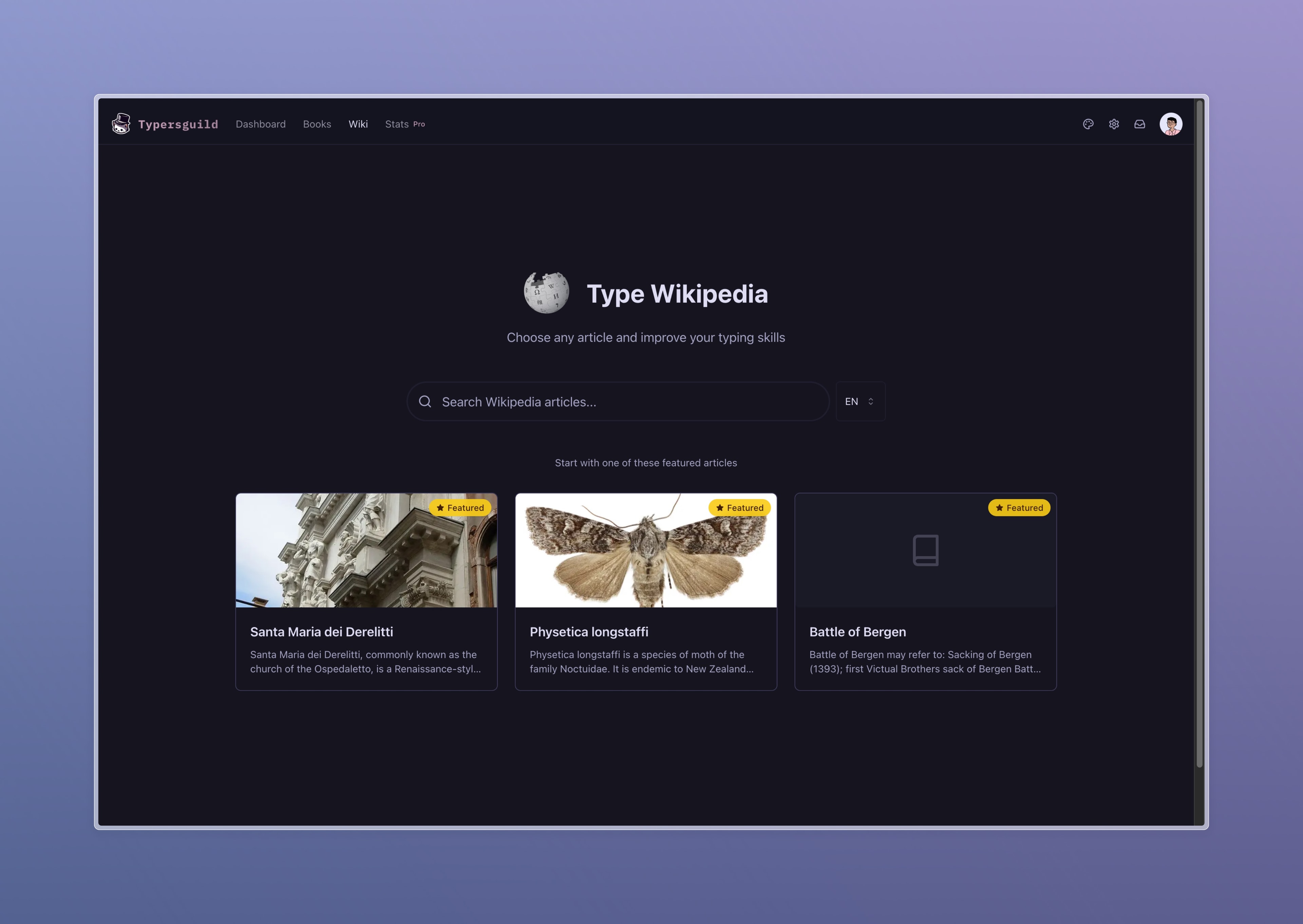 Practice touch typing by typing out wiki articles