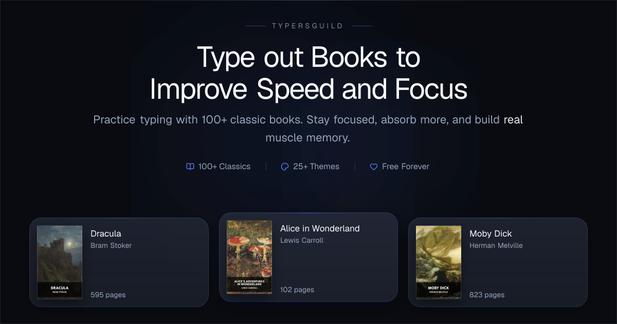 Type Books Online | Practice Typing with Classic Literature | Typersguild
